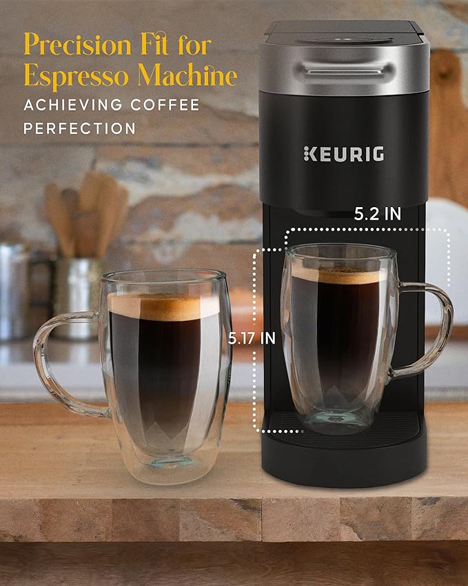 Kitchables Double Walled Glass Coffee Mugs Set of 2, 15oz - Insulated Glass Coffee Mugs for Cappuccino, Latte, Tea, Espresso - Latte Cup - Tazas Para Cafe