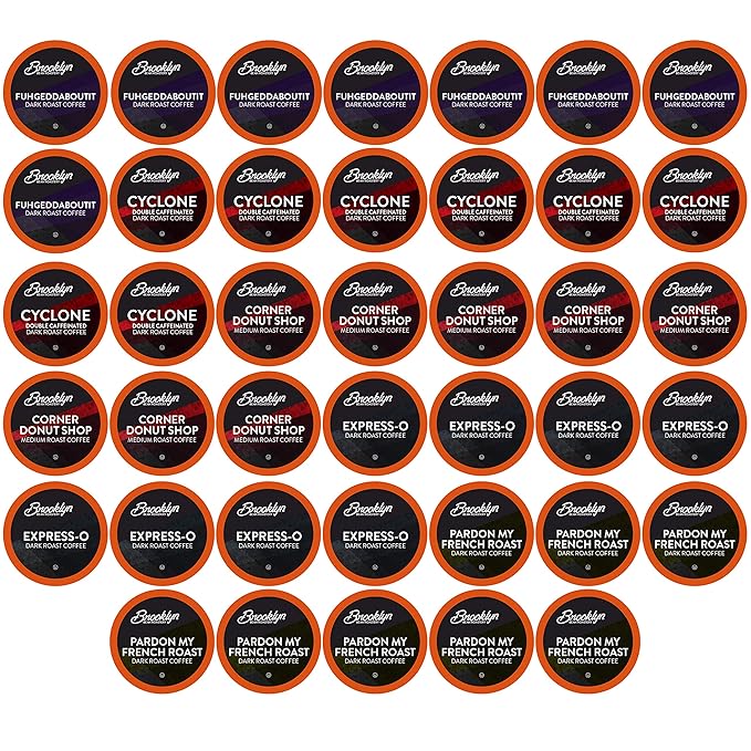 Brooklyn Beans Coffee Pods, Bold Gourmet Variety Pack - Compatible with Keurig 2.0 K Cup Brewers, 40 Count, Strong and Intense Dark Roast
