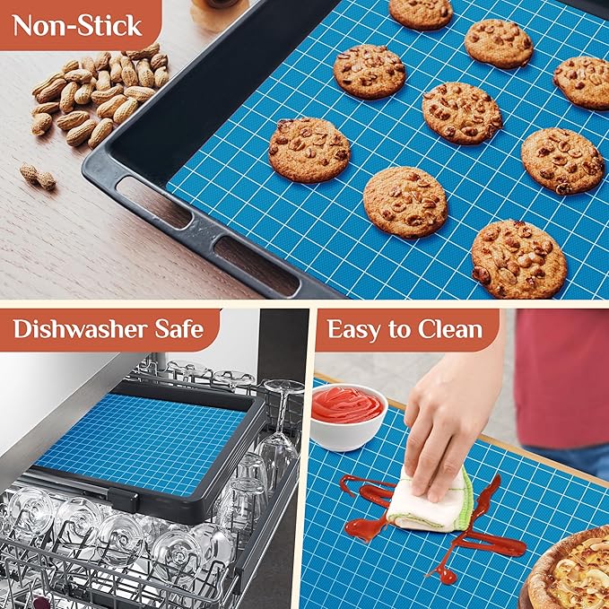 Silicone Baking Mat, 16 IN x 6 FT Free Cutting Baking Sheet, Non-Stick Reusable Dough & Pastry Mat, Non-Slip Silicone Mat Roll for Air Fryer Liner, Freeze Dryer, Oven Baking Pan, Kitchen Counter