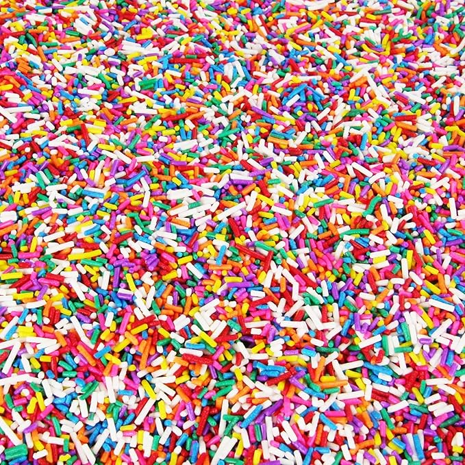 A Great Surprise Rainbow Sprinkles Bulk - 6 Pounds - Bulk Rainbow Jimmies - Kosher - Decorating Cookies, Ice Cream Toppings, Cake