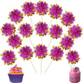 Ephlyn 30Pcs Foil Firework Cupcake Toppers Party Birthday Cake Toppers Supplies Sparkle Tinsel Cocktail Fruit Toothpick for Birthday Wedding Graduation Party Purple