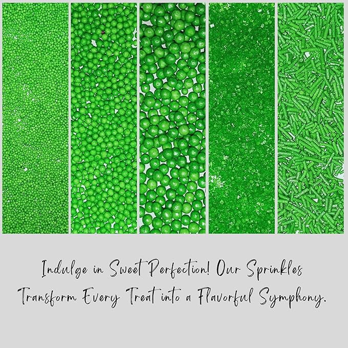 Confect Christmas Sprinkles for Cakes & Cupcakes – Party in Park Pea Green Sprinkles – Edible Celebration Mix with Dragees, Jimmies & Sparkling Sugar – Holiday Baking Decoration – Vegan, Gluten-Free, Nut-Free, Soy-Free, Dairy-Free , Handcrafted Sprinkl...