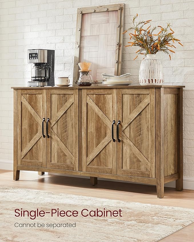 VASAGLE LIRY Collection - Storage Cabinet, Buffet Cabinet, Sideboard, Credenza, with Adjustable Shelves, for Living Room, Entryway, Honey Brown ULSC381T41