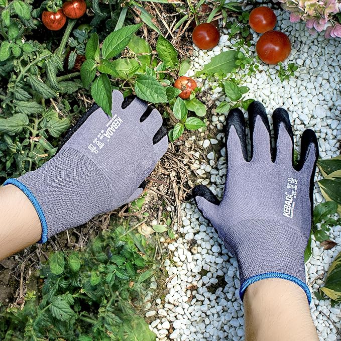 Kebada Work Gloves for Men and Women, Foam Nitrile Coated Safety Gloves with Grip, Ideal for Warehouse Package Handling, Gardening, Mechanic and Construction, Small