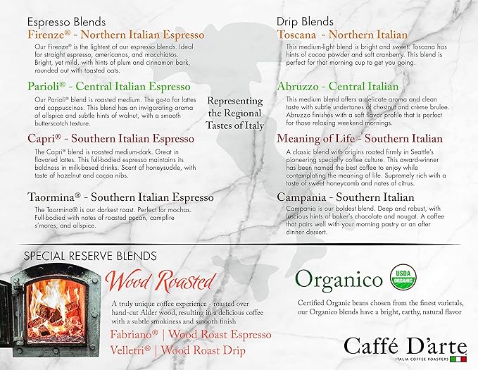 Caffe D'arte Abruzzo Whole Bean Coffee, 12 Ounce