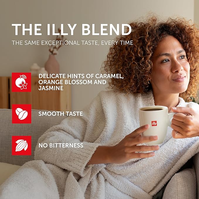 Illy Whole Bean Coffee, Decaffeinated - Medium Roast - Mild & Balanced - 100% Arabica - Whole Beans - Pressurized Packaging Sealed for Freshness - 8.8oz can (Pack of 12)