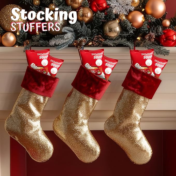 4E's Novelty 50 Packs "Snowman Soup" Mini Marshmallow Packets, Vanilla Flavored, 14 Marshmallows in Each Bag, Bulk Individually Wrapped Christmas Marshmallows For Hot Chocolate Bar Supplies Party Treats