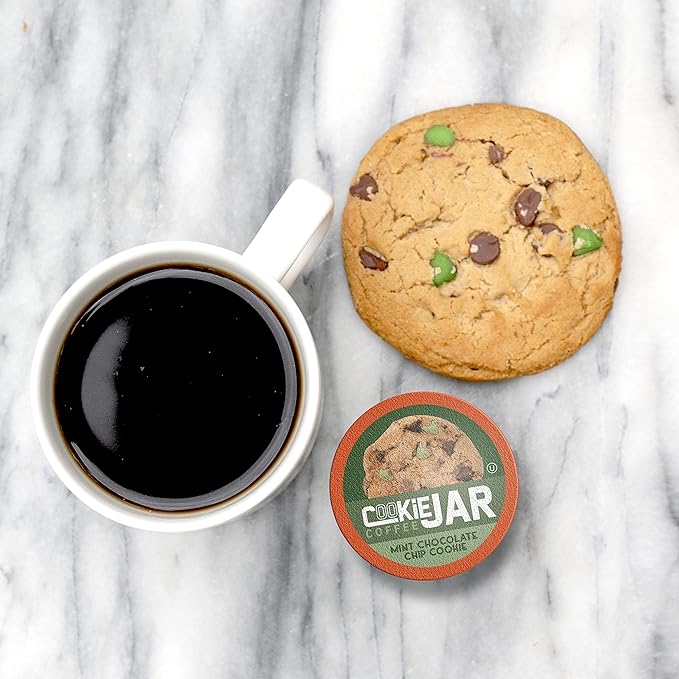 Cookie Jar Mint Chocolate Chip Flavored Coffee Pods for Keurig K Cup Brewers, 40 Count – Refreshing Mint and Chocolate Blend for a Unique Coffee Experience