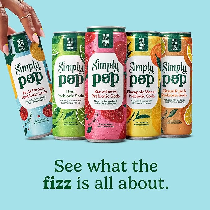 Simply POP Prebiotic Soda Variety Pack Cans, 12 fl oz, 12 Pack