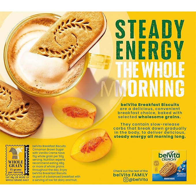 belVita Breakfast Bar Biscuit Sandwiches, Cinnamon Brown Sugar with Vanilla Creme, 30 Total Packs, 6 Boxes (2 Biscuits Per Pack)