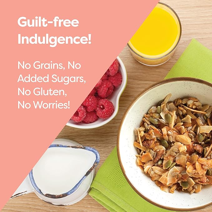 Kiss My Keto Sugar Free Granola, Coconut Almond Pecan 1-Pack – Curb Cravings with Few Net Carbs – Allulose Sweetened, Resealable & Gluten-Free Crunchy Clusters – Grain Free Granola Great With Yogurt or Milk