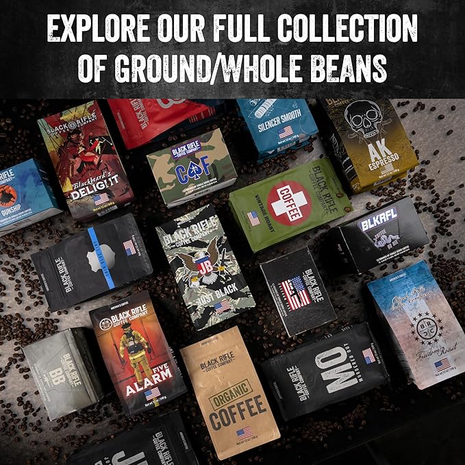 Black Rifle Coffee Company Ground Coffee Medium Roast - Roasted Blend Made from Pure Arabica Beans - Colombian & Brazilian Beans - Veteran Founded & American Made (Just Black, 18oz Bag)