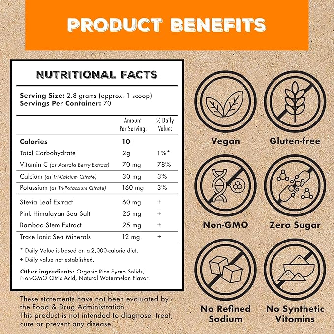 Superieur Electrolyte Powder Packets - Vegan Electrolyte Hydration Powder w/Sea Minerals - Keto Friendly, Non-GMO, Zero Sugar Electrolyte Supplement - Healthy Sports Drink - Citrus (14 Packets)
