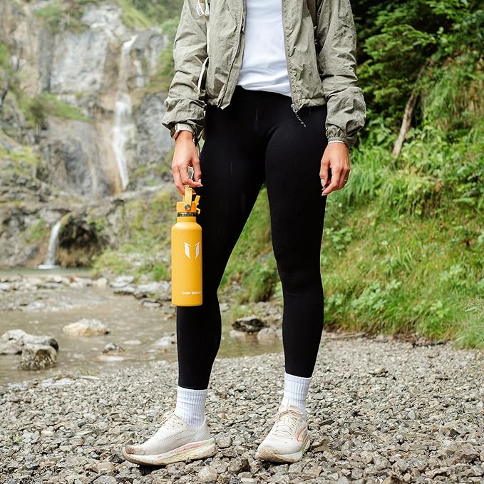 Super Sparrow Insulated Water Bottle - 17 Oz / 25 Oz / 32 Oz - Standard Mouth FlipFlow Flask - BPA Free, Leak Proof Drink Bottle- Ergonomic Straw Water Bottles for Work, Gym, Travel, Sports