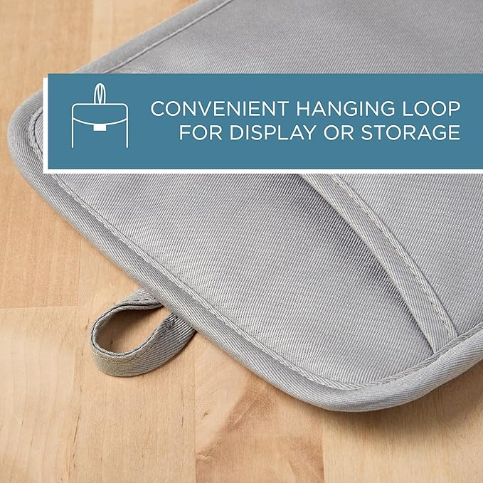 TOWN & COUNTRY BASICS Basketweave Soft Silicone Pot Holder 2-Pack Set, Heat Resistant up to 500F, Flexible Silicone, Non-Slip Grip, Grey, 7.5"x10"
