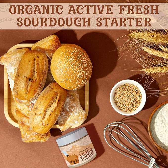 Living Dough - Paleo Sourdough Starter - Gluten free Organic Sourdough Starter Culture for Baking - For Grain Free Artisanal Bread, Pizza Dough, Waffles & More