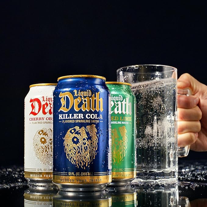Liquid Death, Grave Fruit, Grapefruit-Flavored Sparkling Water, 12-Pack (12oz Cans), Low Sugar, Huge Flavor & No Artificial Sweeteners