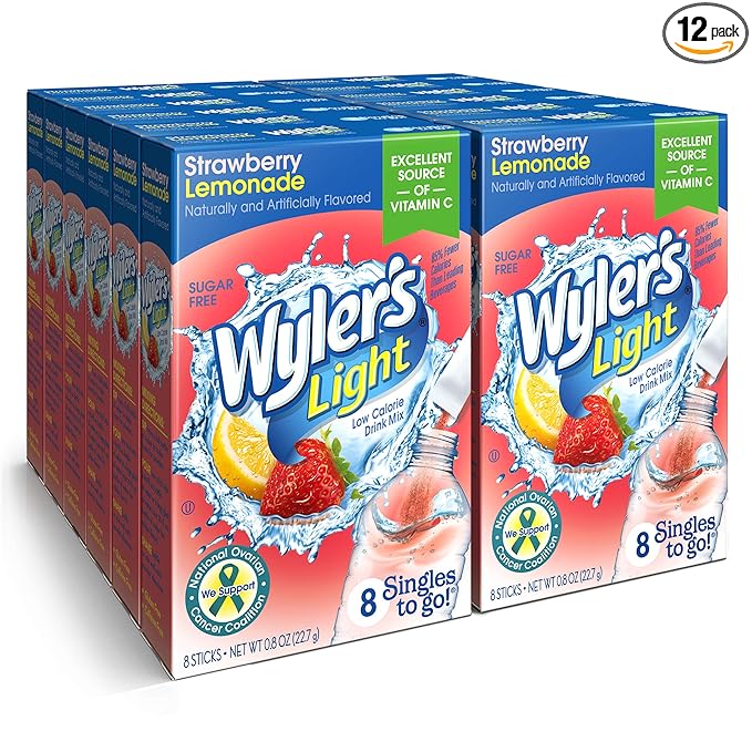 Singles Tо Go Powder Packets, Wаter Drink Mix, Strawberry Lemonade, 96 Singlе Servings (Pack of 12) Strawberry Lemonade