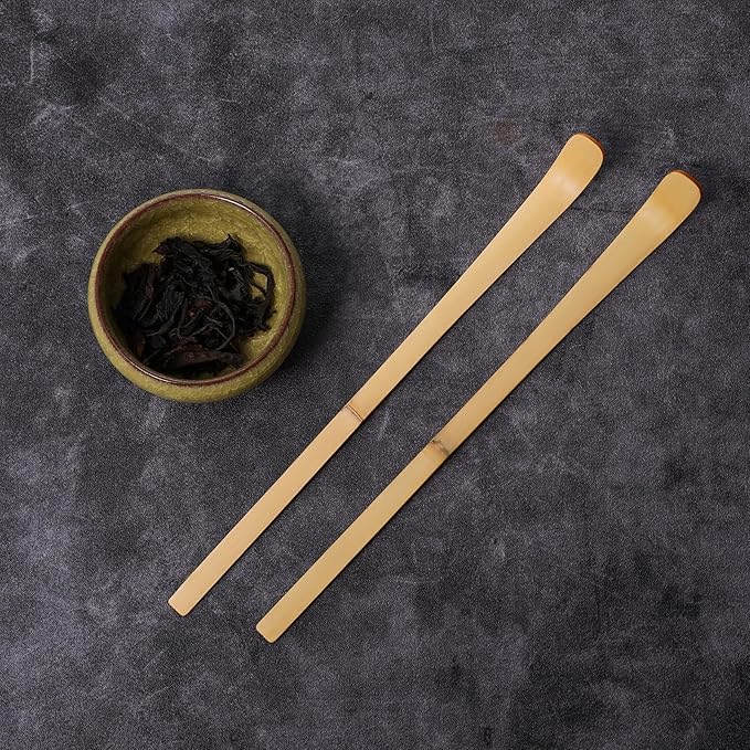 2 Pcs Japanese Bamboo Matcha Scoop, Japanese Chashaku Hooked Green Tea Matcha Spoon for Traditional Tea Ceremony Coffee Spices