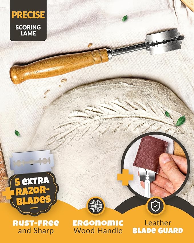 Sourdough Kit inkl. 7 different Bread Making Tools like a 9 inches Sour dough Banneton Bread Proofing Basket - Bread Making Kit, Banneton-Basket, Sourdough-Starter-Kit-Supplies, Baking-Kit