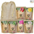 Sampler Variety Pack, Low Acid Organic Coffee Beans in Linen Gift Bag: Whole Bean, Mold-Free & Stomach Friendly, by Java Planet - Arabica Gourmet Coffee, 1.32 LBs of coffee packaged in six 3.2 oz bags