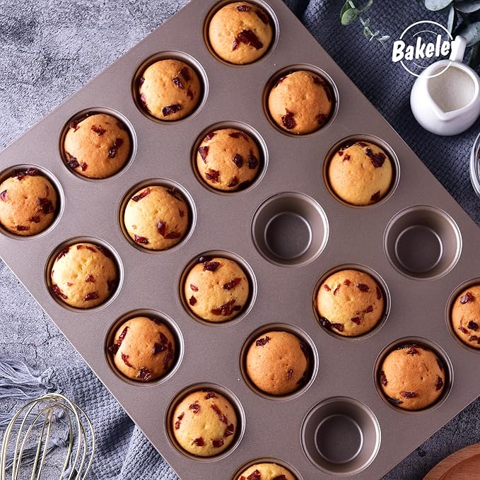 Mini Muffin Pan, 20-Cavity Non-Stick Mini Cupcake Pan Bakeware for Oven Baking (Champagne Gold)