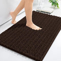 Arotive Luxury Chenille Bathroom Rug Mat, Extra Soft Thick Absorbent Shaggy Bath Rugs, Non-Slip Machine Wash Dry, Plush Bath Mats for Bathroom, Shower and Tub, 24x16, Brown