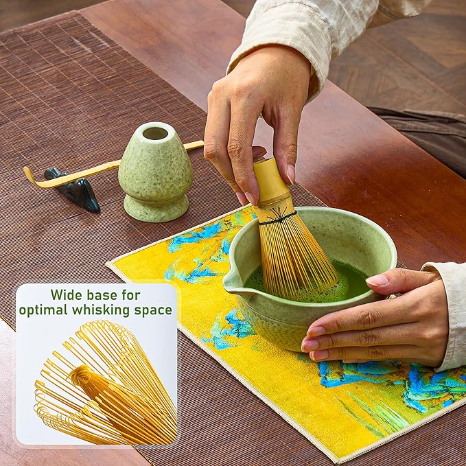 BeSoothe Matcha Whisk Set - Premium Matcha Set 7 Pcs - Ceremony Matcha Powder Kit - Matcha Tea Set for Making Latte - Matcha Whisk Set and Bowl with Scoop&Sifter, Ceramic Bowl - Gift for Matcha Lovers
