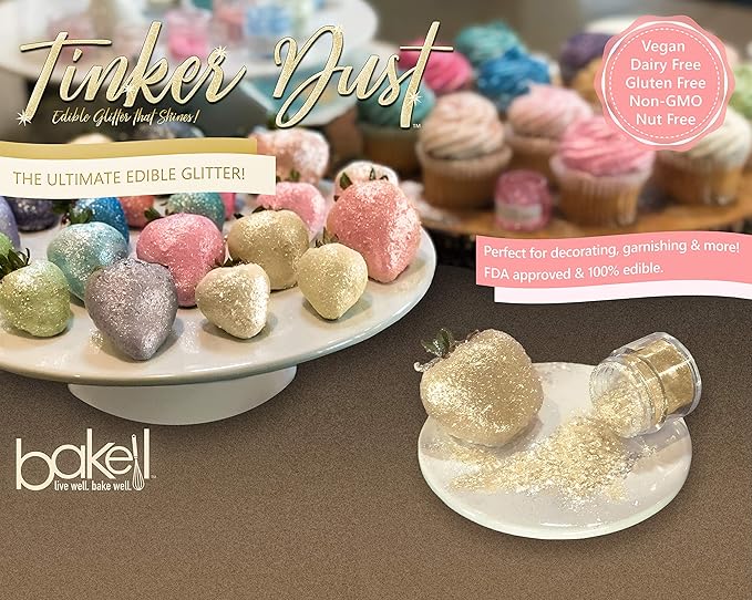 Bakell - Soft Blue Tinker Dust Edible Glitter (25g 1x Jar) for Cakes, Cookies, Desserts and Drinks!