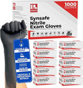 Synsafe 4 Mil -Black Nitrile Exam Gloves –Disposable Latex Free & Powder Free – Extra Strong, Rubber Gloves – First Aid Kit, Medical, EMT, Cleaning, Cooking | Bulk Case of (1000 ct)