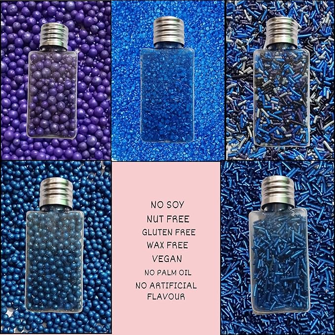 Confect Edible Cake Sprinkles – Decorating Mix | Navy & Blue Purple Pearls, Silver & Black Jimmies, Blue Sparkling Sugar | Sprinkles for Cake, Cupcake & Cookie Decoration - Vegan, Gluten-Free, Nut-Free, Soy-Free, Dairy-Free, Palm Oil-Free-5 Oz