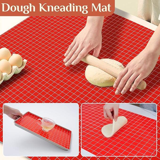 Silicone Baking Mat, 16 IN x 6 FT Free Cutting Baking Sheet,Non-Stick Reusable Dough & Pastry Mat,Non-Slip Silicone Mat Roll for Air Fryer Liner,Freeze Dryer,Oven Baking Pan,Kitchen Counter