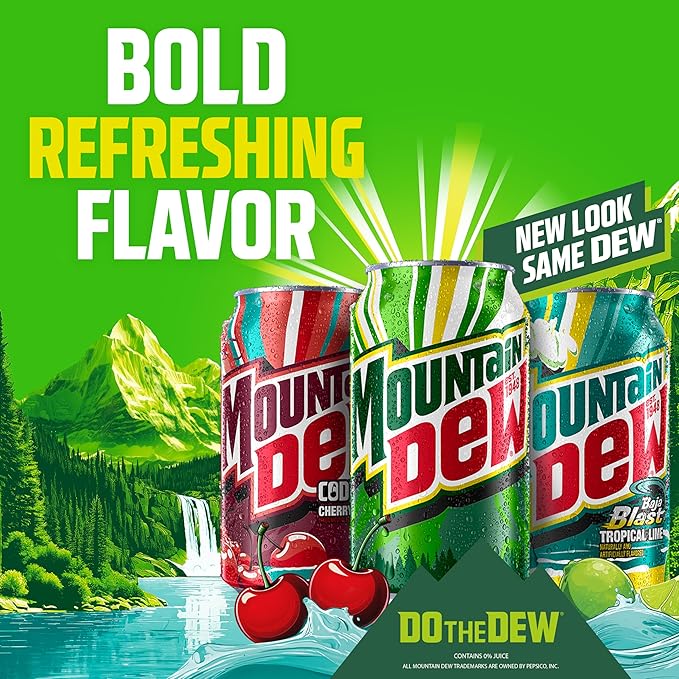Mountain Dew Soda, Mini Cans, 7.5 Fl Oz (Pack of 10)
