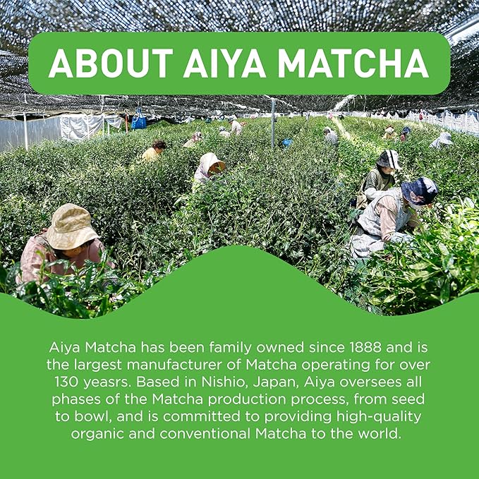 Aiya Sweetened Matcha Blend Powder - Matcha Latte Powder With Antioxidant-Rich Japanese Green Tea & Pure Cane Sugar - Ideal for Smoothies, Lattes, and Culinary Creations - 1kg Bag (2.2 lbs)