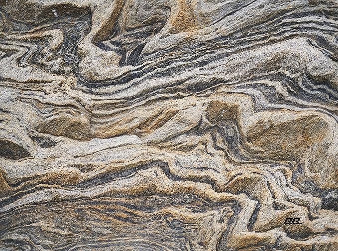 Rogue River Tactical Brown Gray Granite Stone Marbled Pattern Textured Marble Art Kitchen Glass Cutting Board Modern Decorative Gift Abstract Wavy Contrast Design