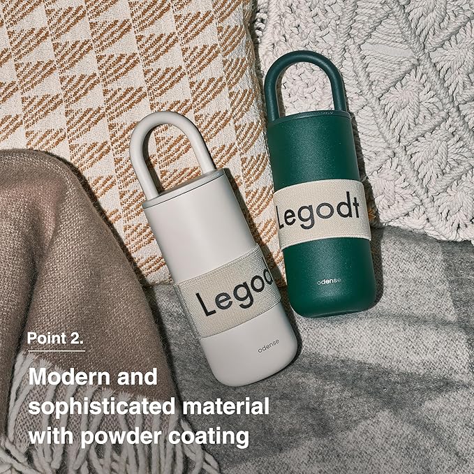 Odense Legodt Loop Tumbler 20oz with Lid and Handle - Insulated Tumbler with Leak-Resistant Lid - Double Stainless Steel Travel Coffee Mug, Water Bottle, Keeps Drinks Hot or Cold(Vanilla Cream)