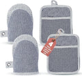 Casa Platino Silicone Oven Mitts & Potholders, 4-Piece – Pot Holders and Oven Mitts for BBQ & Baking, Oven Mitt for Kitchen & Microwave – Heat Resistant Up to 500°F, Durable & Flexible – Indigo