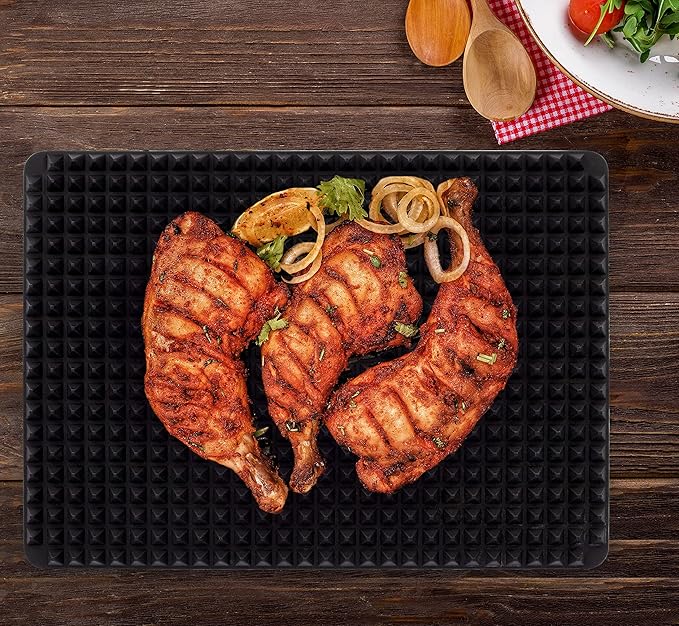 Silicone Baking Mat Red Pyramid Non Stick Bacon Microwave Tray Pastry Mats Red BBQ Grill Mat Baking Supplies oven Liners For Bottom Of Oven - 16 X 11''Silicone Mats For Kitchen Counter 1 Pack